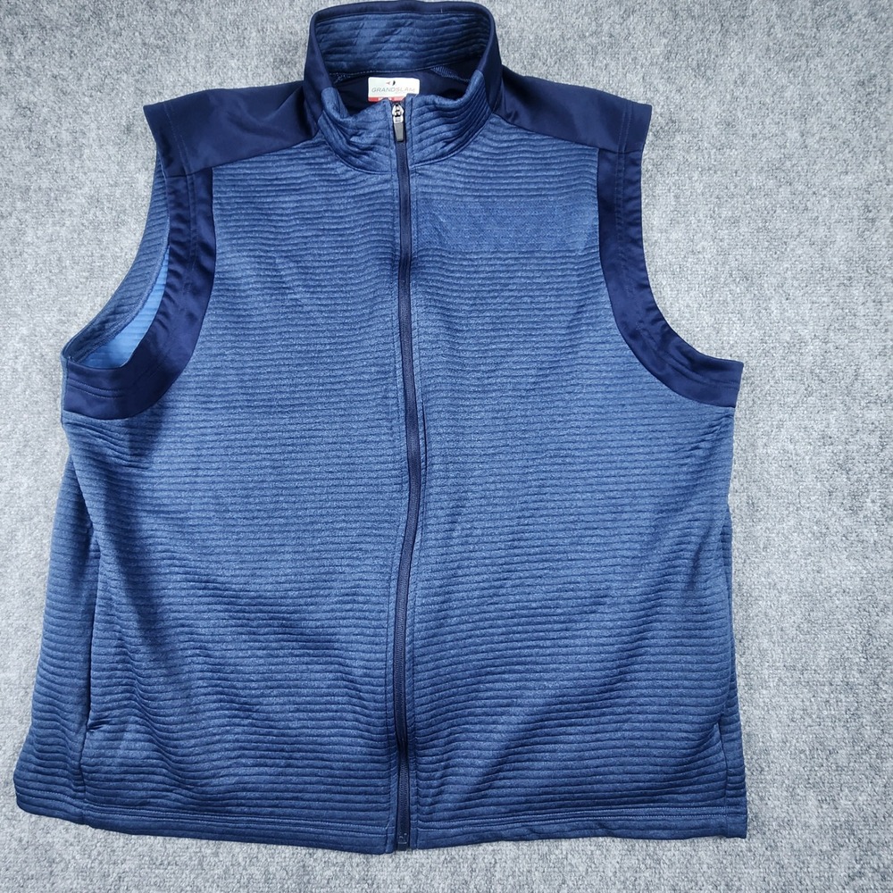 Grand Slam Performance Mens XXL Blue Ribbed Full Zip Golf Vest KO20590
